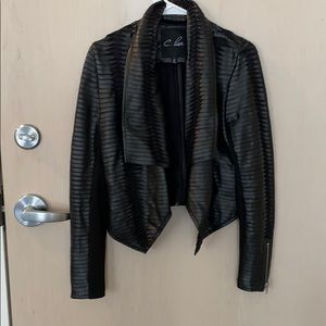 C Luce Textured Pleated Leather Jacket